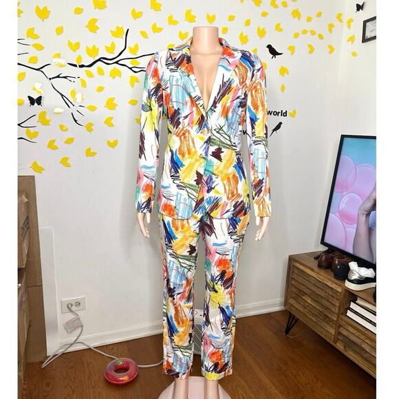 L’atiste By Amy Life‎ Is Art Women’s Color Splash Blazer And Trouser Set Size M - Picture 4 of 11